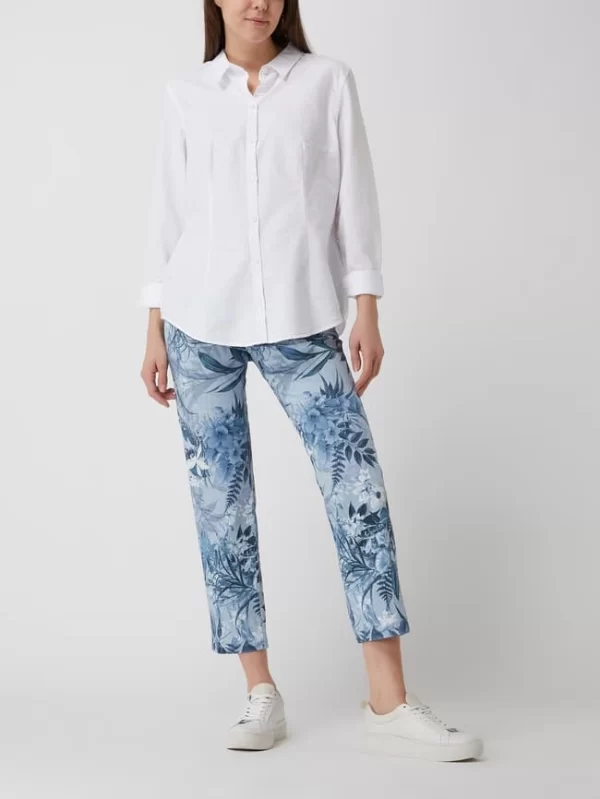 Zerres Comfort Fit Hose Mit Floralem Muster – Blau 1