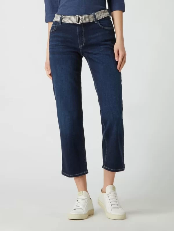 BETTY & CO WHITE Cropped Jeans Mit Kontrastnähten – Dunkelblau 5