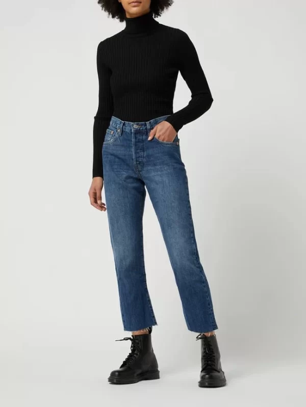 Mango Straight Fit High Waist Jeans Aus Baumwolle Modell ‘Havana’ – Blau 1
