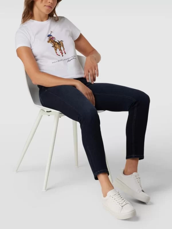 Cambio Mid Rise Jeans Im Straight Fit Mit Label-Patch – Dunkelblau 1