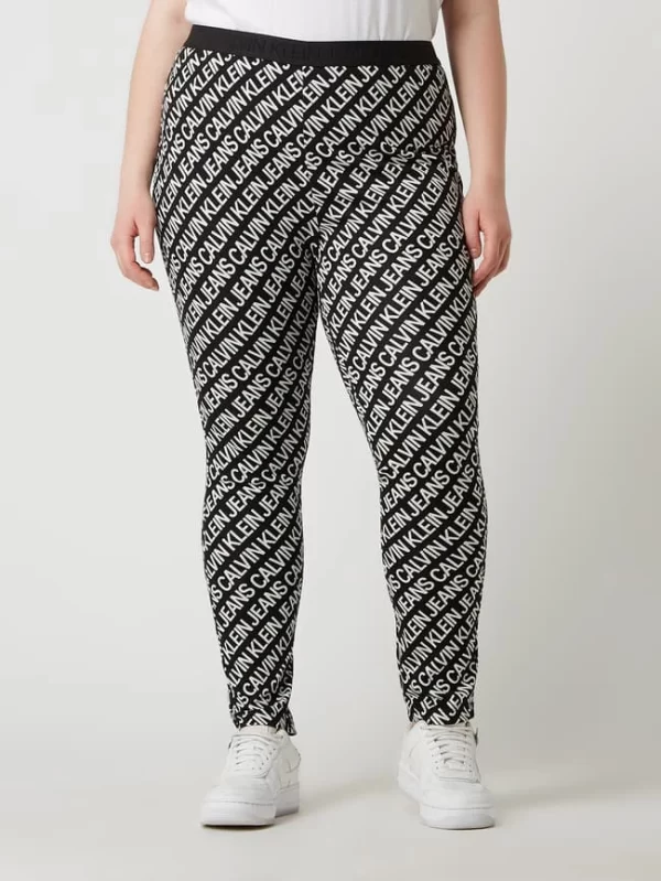 Calvin Klein Jeans Plus PLUS SIZE Leggings Mit Logo-Muster – Schwarz 5