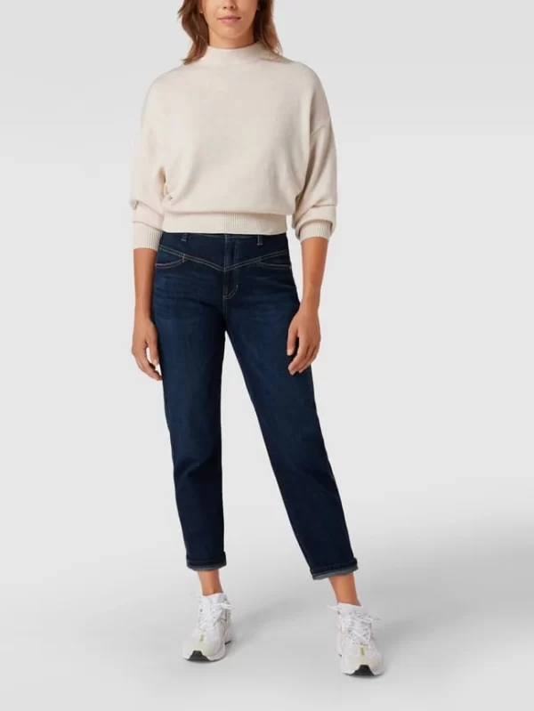 Cambio Mid Rise Jeans Im Straight Fit Mit Label-Patch – Blau 1