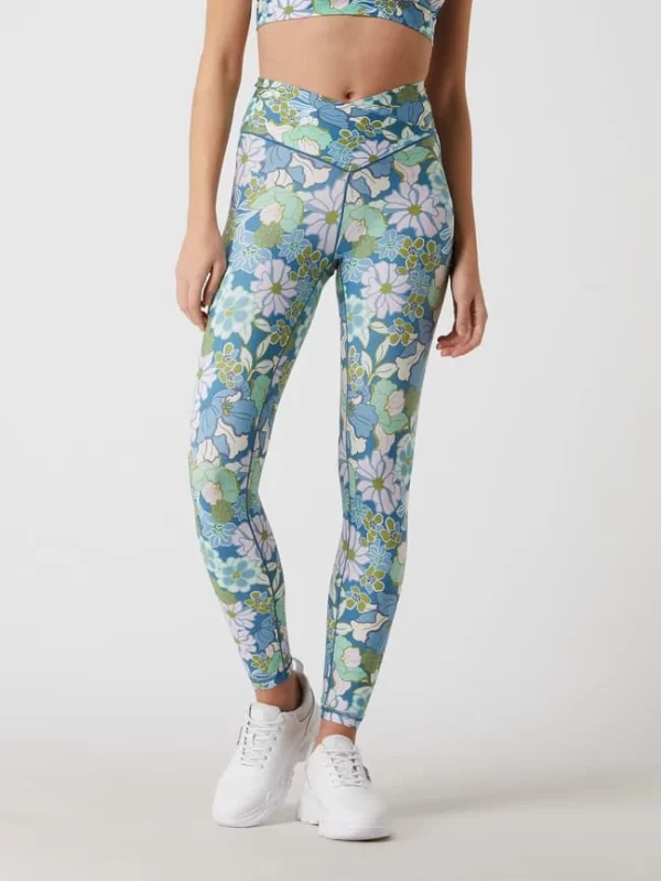 Aerie Sportleggings Mit Floralem Muster – Hellblau 5