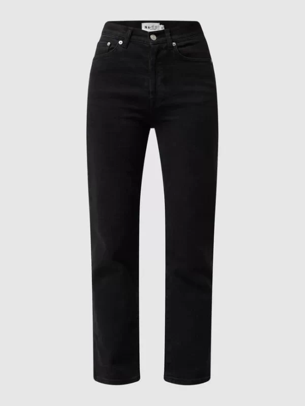 NA-KD Straight Fit High Waist Jeans Mit Stretch-Anteil – Schwarz 3