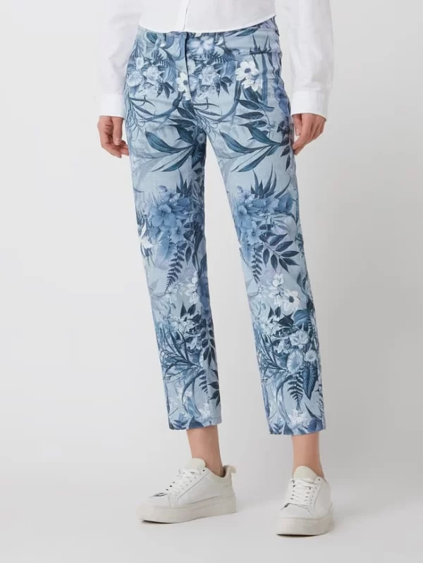 Zerres Comfort Fit Hose Mit Floralem Muster – Blau 5