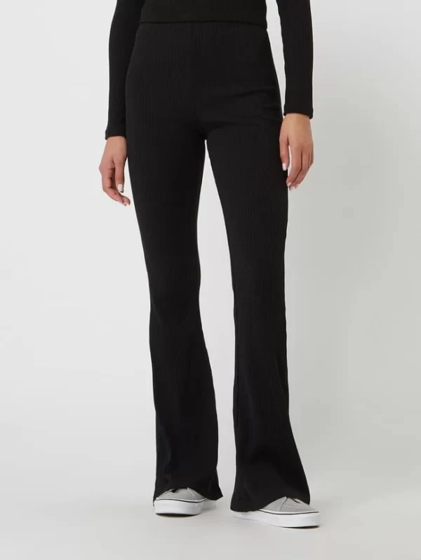 Mango Flared Leggings Mit Rippenstruktur – Schwarz 5