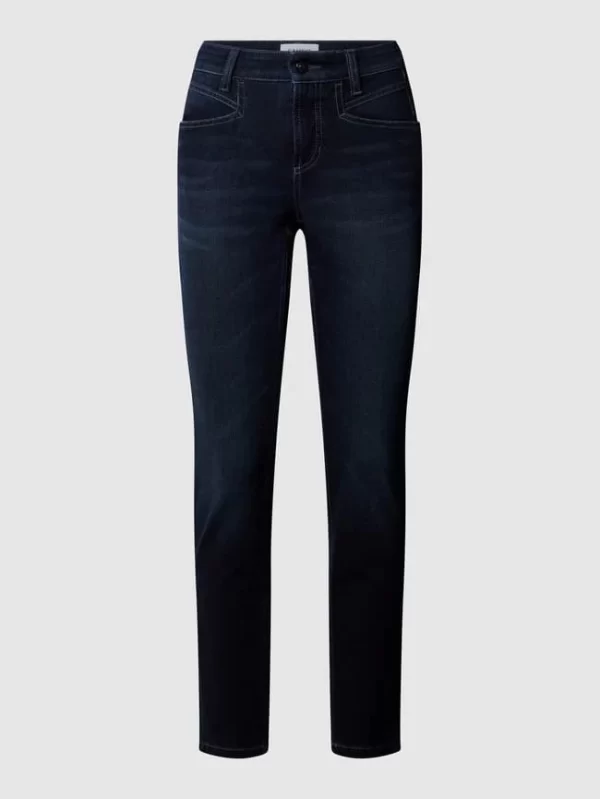 Cambio Mid Rise Jeans Im Straight Fit Mit Label-Patch – Dunkelblau 3