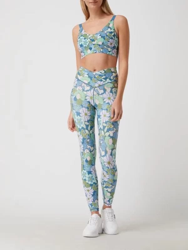 Aerie Sportleggings Mit Floralem Muster – Hellblau 1