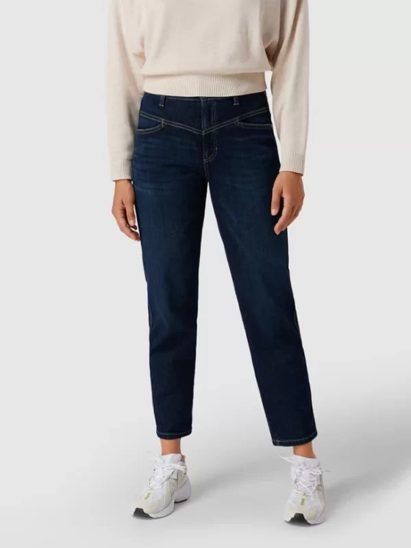Cambio Mid Rise Jeans Im Straight Fit Mit Label-Patch – Blau 5