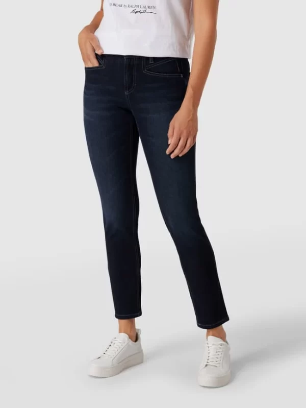 Cambio Mid Rise Jeans Im Straight Fit Mit Label-Patch – Dunkelblau 5