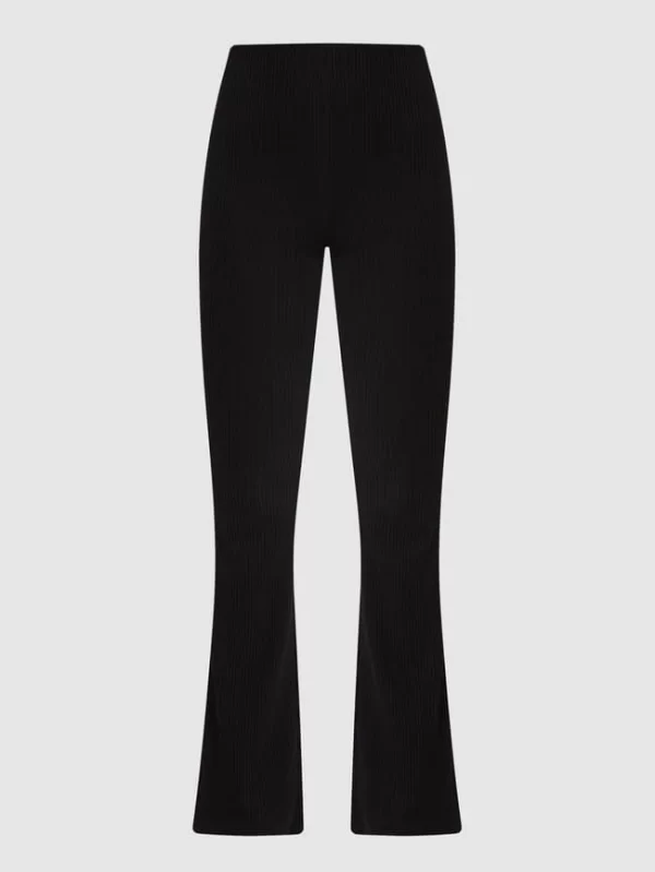 Mango Flared Leggings Mit Rippenstruktur – Schwarz 3