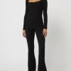 Mango Flared Leggings Mit Rippenstruktur – Schwarz 19